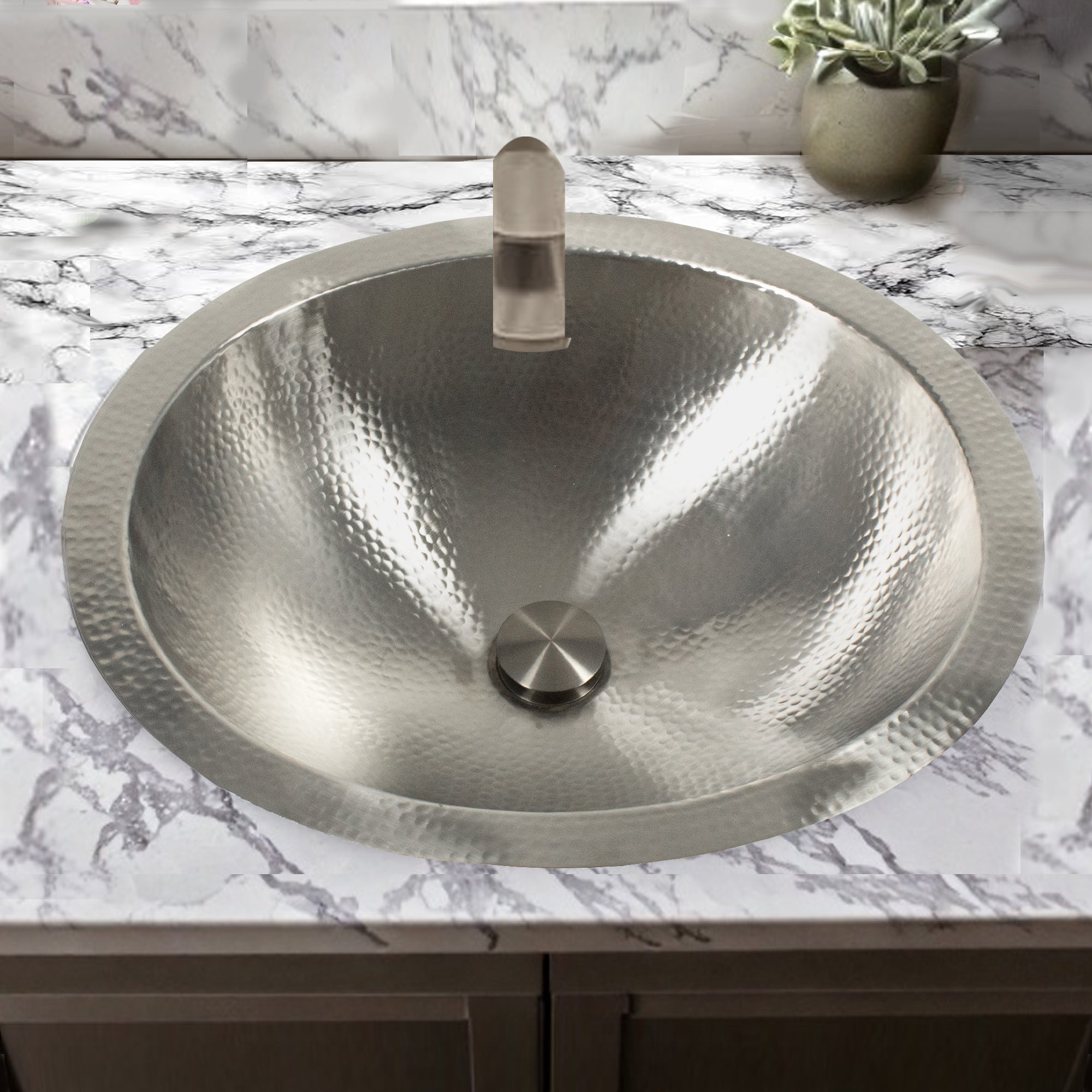 Nantucket OVS2017 hammered stainless oval bathroom sink, view 7
