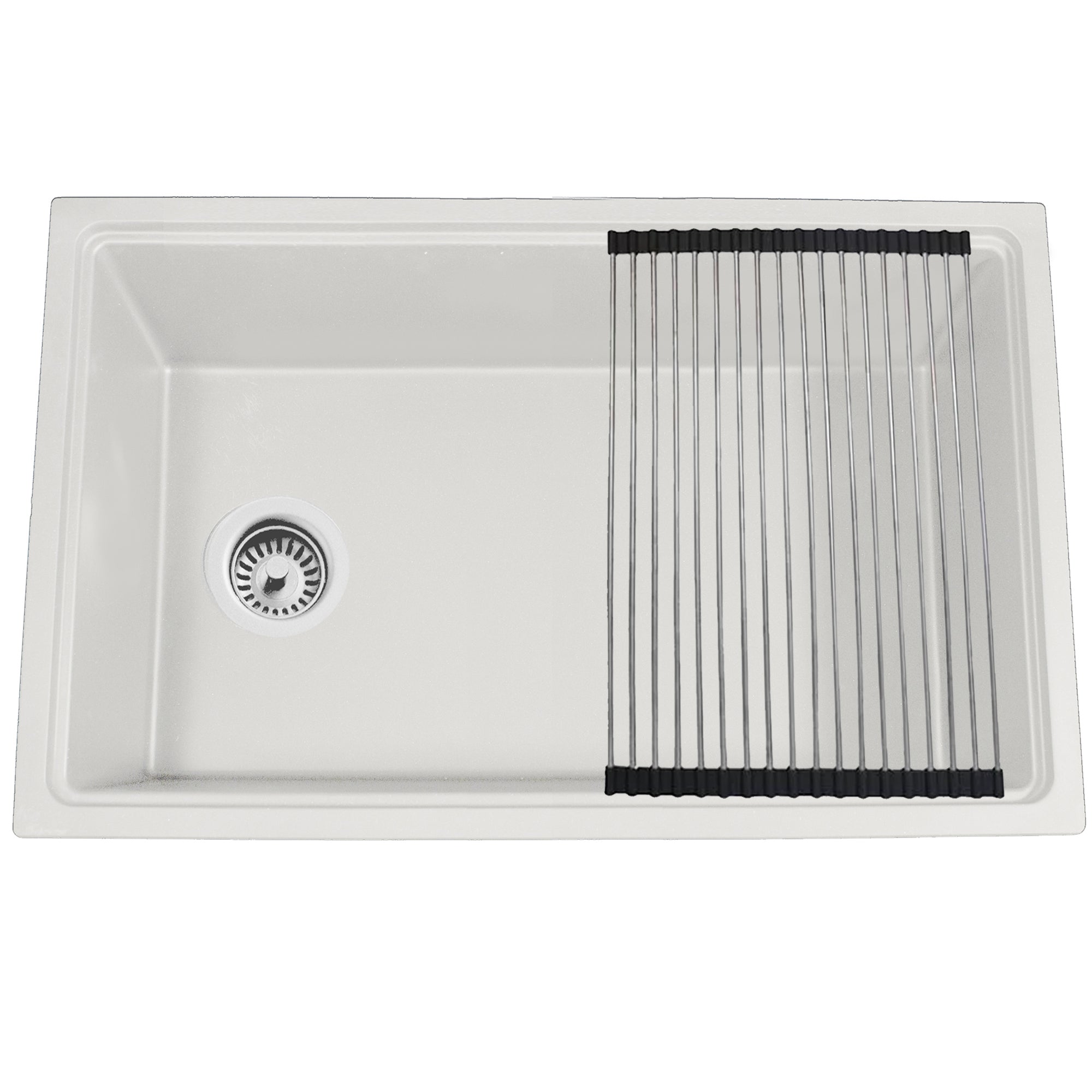 Nantucket PR3019PS-W white granite workstation sink, view 3