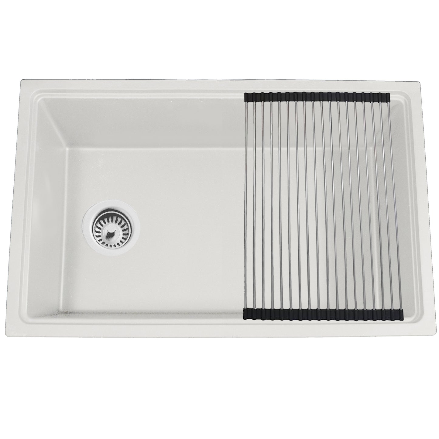 Nantucket PR3019PS-W white granite workstation sink, view 3