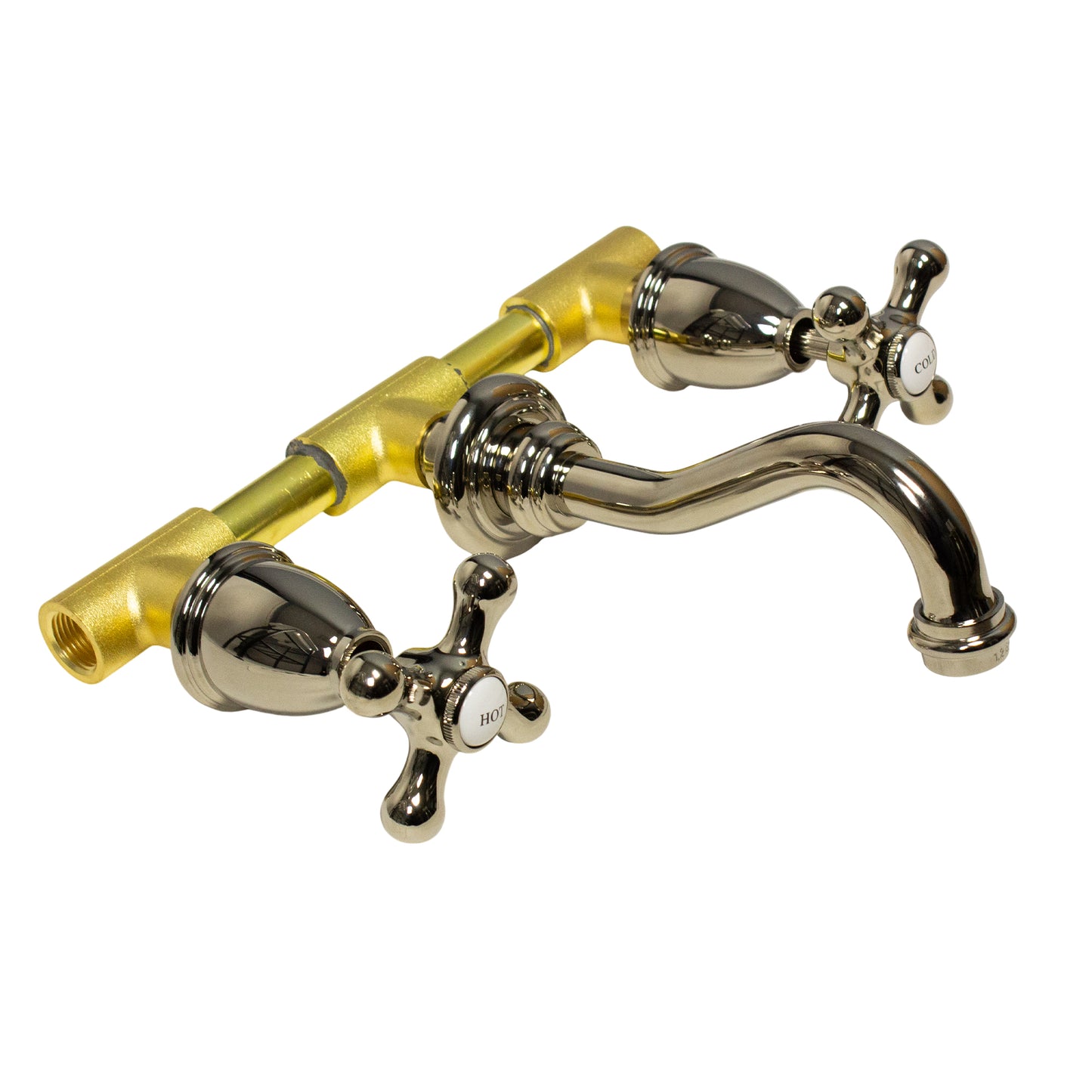 Nantucket Victorian bathroom faucet, polished nickel, view 6