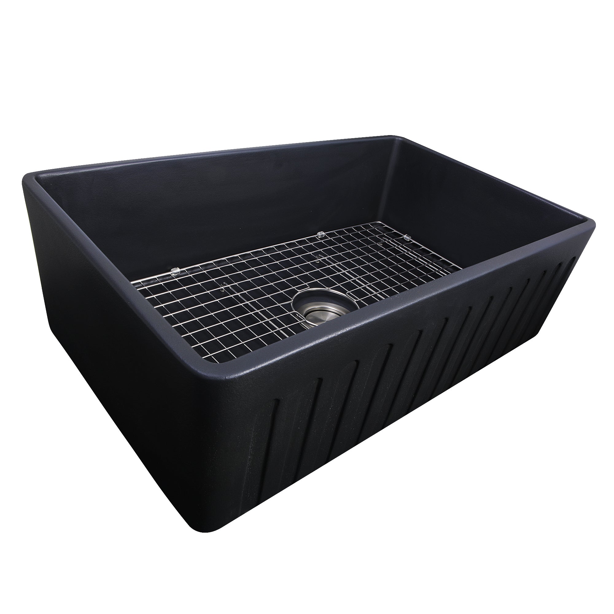 Nantucket FCFS3320S-MatteBlack fireclay sink, view 5