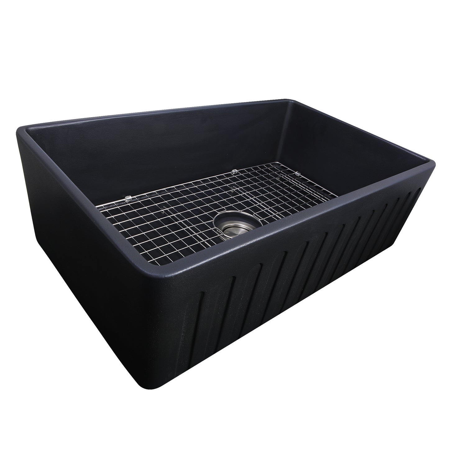 Nantucket FCFS3320S-MatteBlack fireclay sink, view 5
