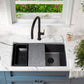 Nantucket PR3322PS-BL black granite workstation sink, view 9