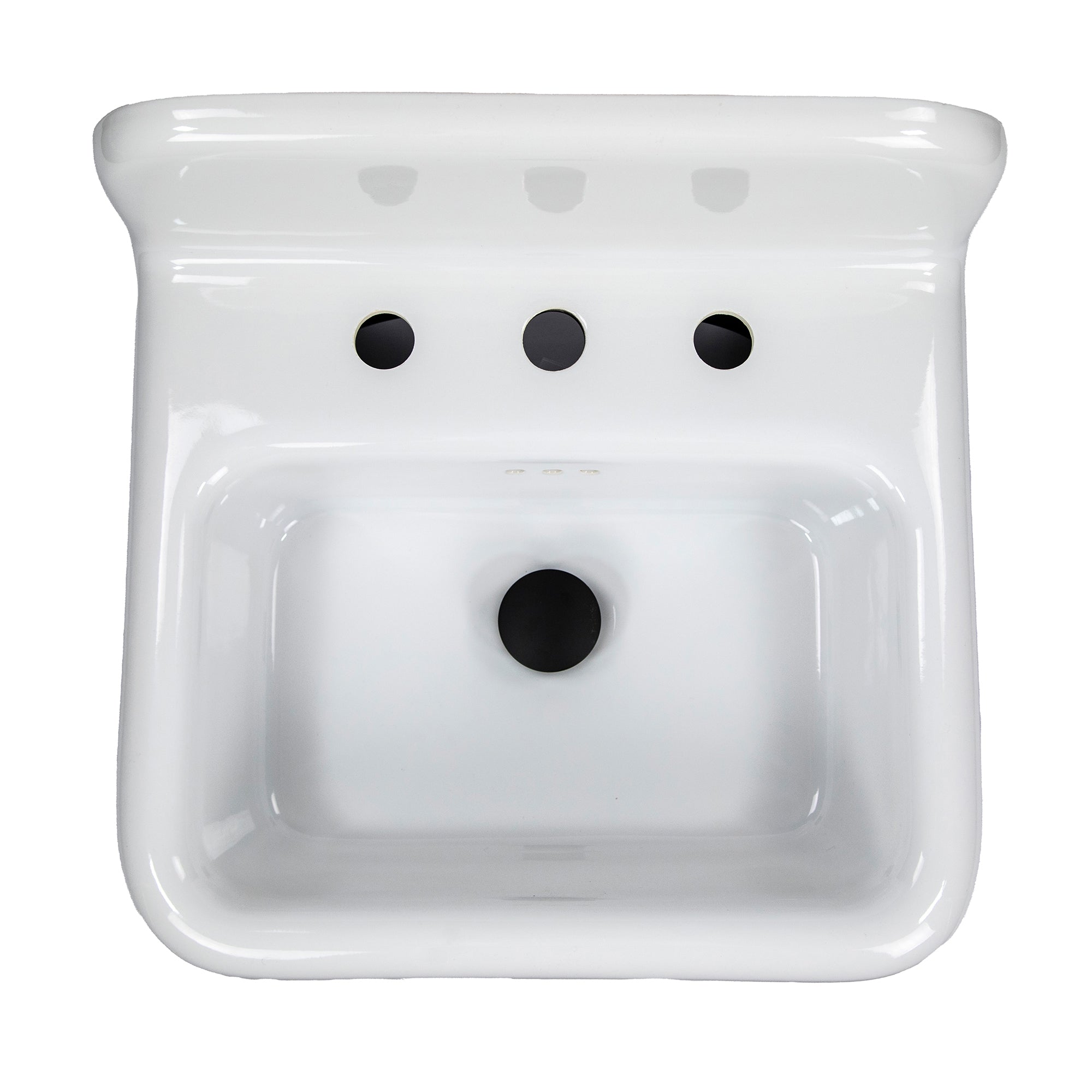 Nantucket NS-VCDM20-BLKW 20-inch Victorian fireclay wall mount sink, view 6