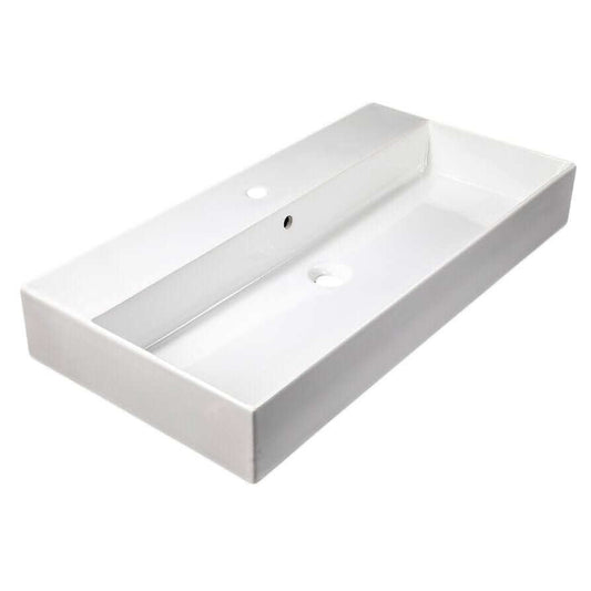 Nantucket 28" Fireclay Wallmount/Console Mount Bathroom Sink Newport Collection - NS-NPCS36W in white finish.