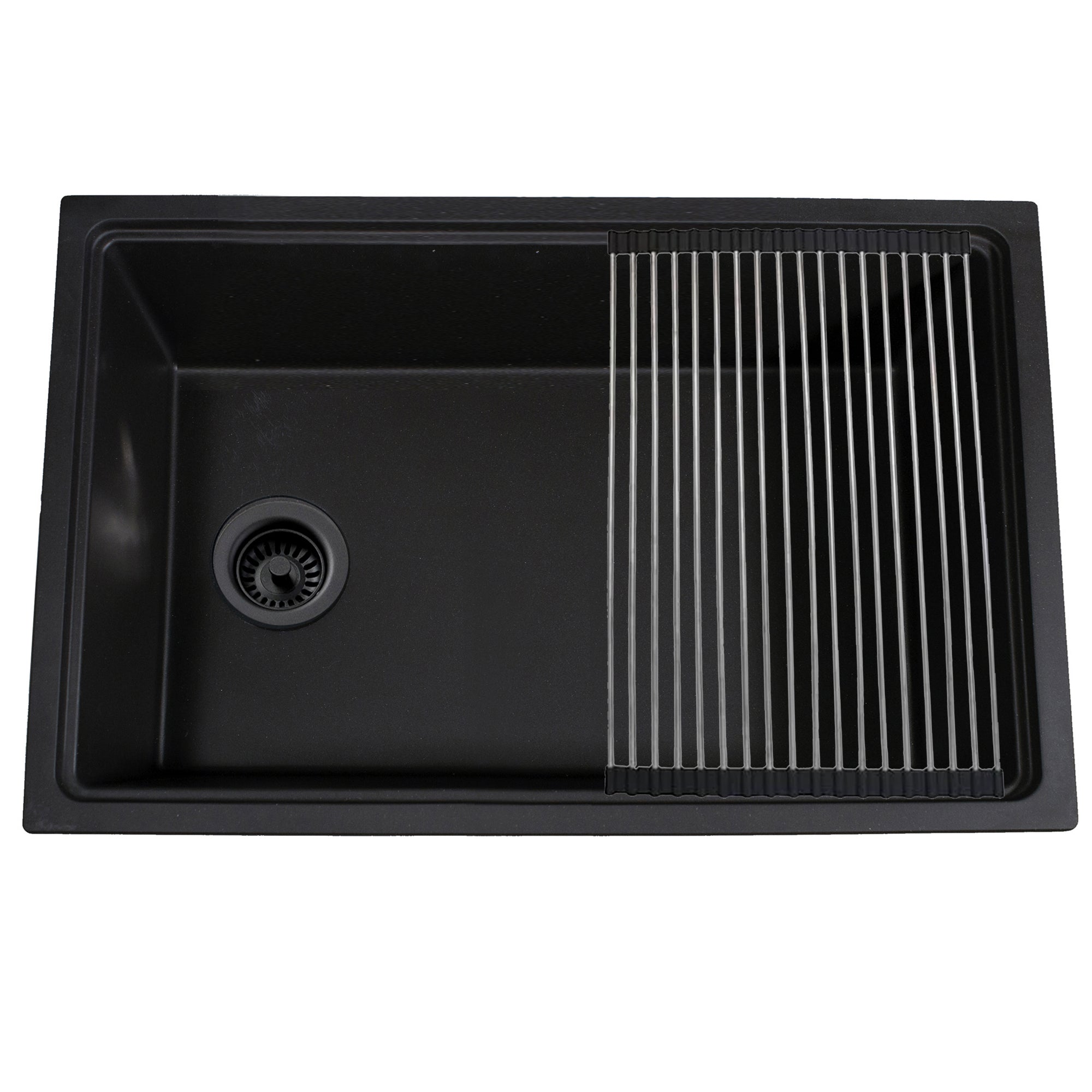 Nantucket PR3019PS-BL black granite workstation sink, view 2