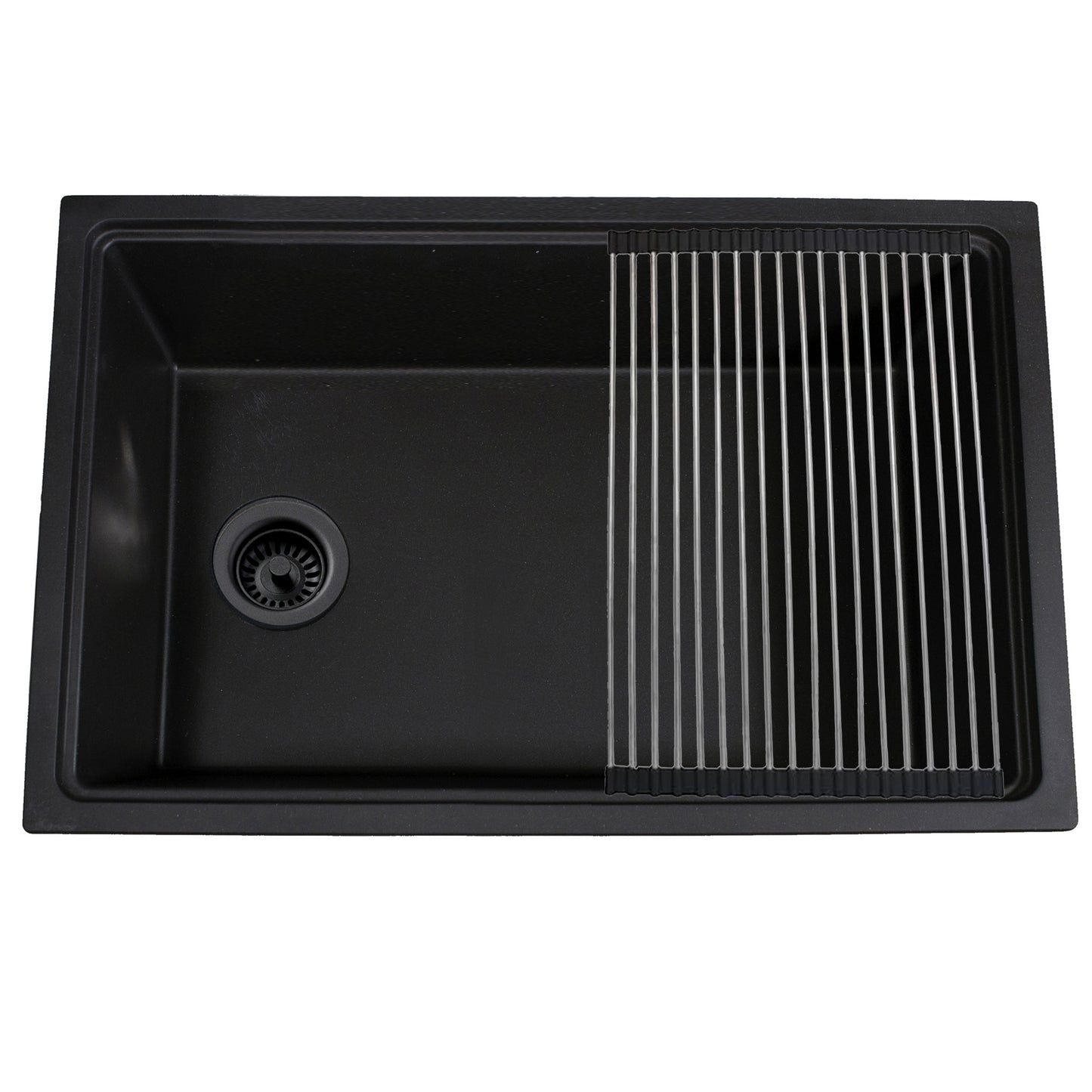 Nantucket PR3019PS-BL black granite workstation sink, view 2