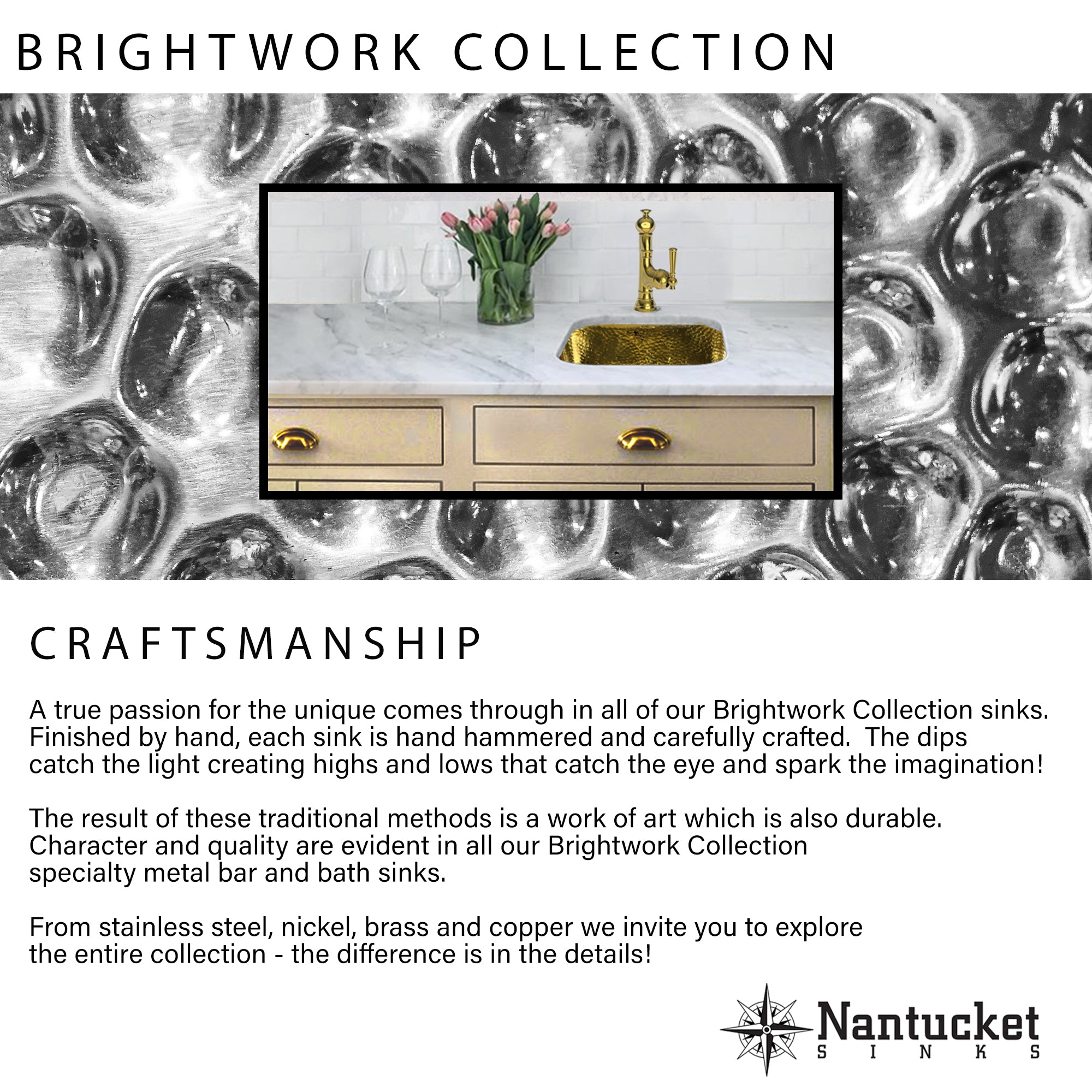 Nantucket RS15-UB round hammered brass bar sink, view 9