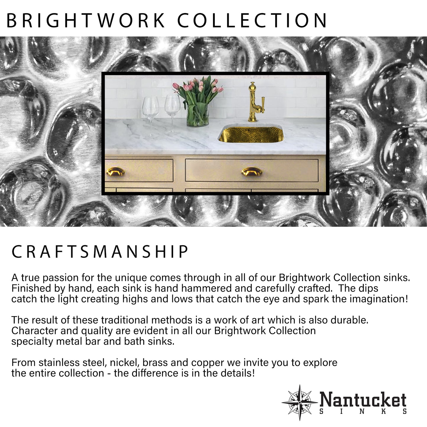 Nantucket 13-inch Hand Hammered Brass Round Undermount Bathroom Sink with Overflow ROB-OF, view 6