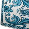 Detail of Nantucket 33" farmhouse kitchen sink with decorative blue painted apron