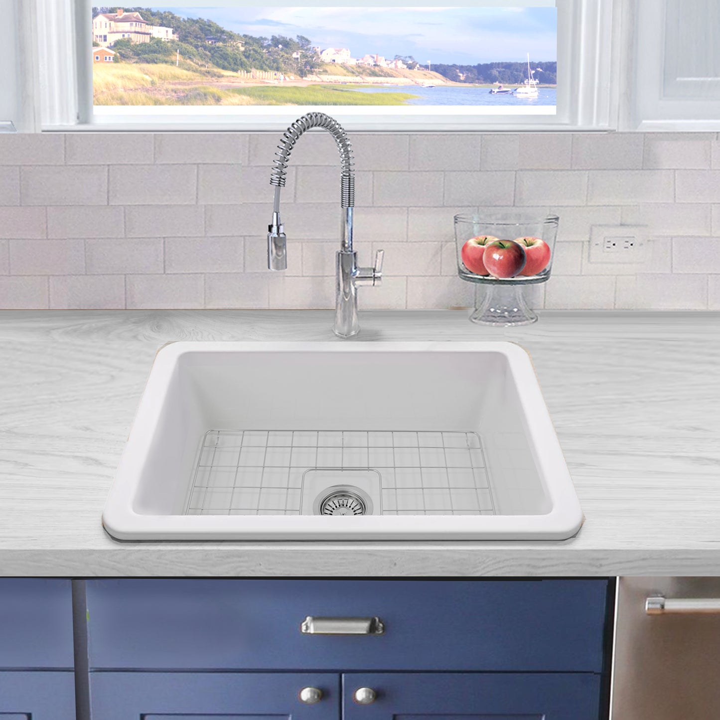 Nantucket Wellfleet-2719W 27-inch white fireclay kitchen sink, view 7