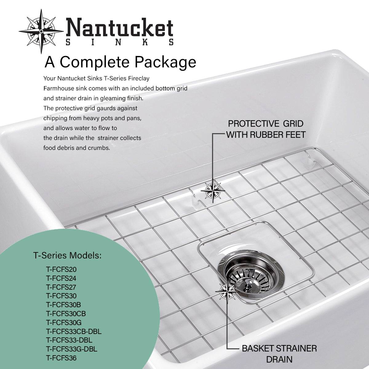 Nantucket T-FCFS20 fireclay sink, view 9