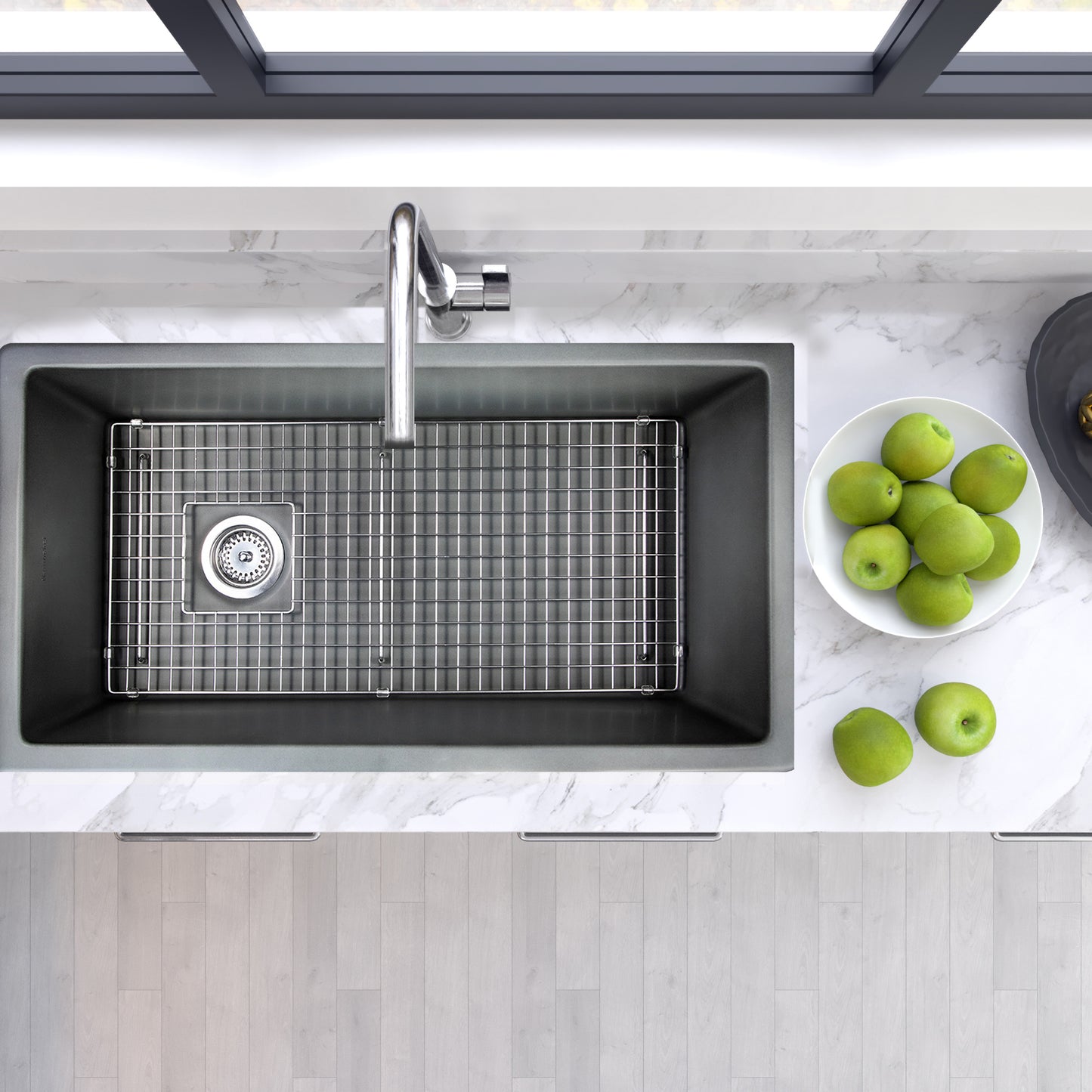 Nantucket FCFS3320CA-W fireclay sink, view 4