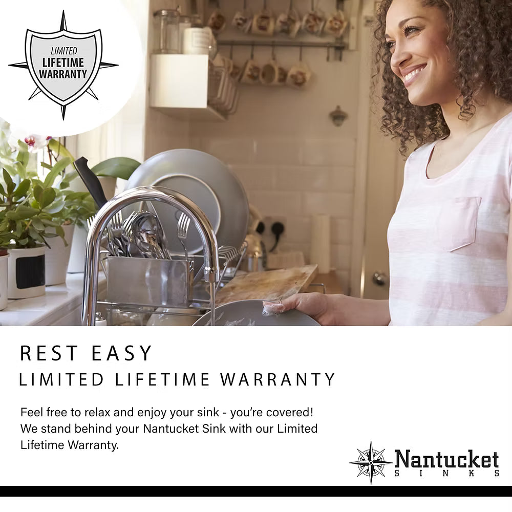 Nantucket 33" Large Rectangle Single Bowl 18 Gauge Stainless Steel Drop In Kitchen Sink - NS3322-8