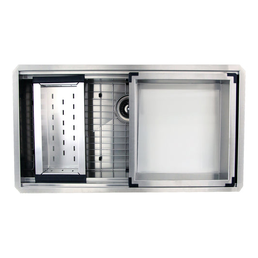 Nantucket ZR-PS-3620-16 36-inch zero radius stainless prep station sink