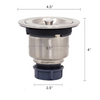 Nantucket Colander Kitchen Drain - NS35CD front view showing dimensions for effective food debris collection.