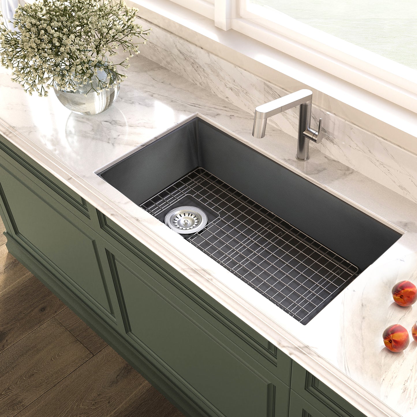 Nantucket FCFS3320CA-W fireclay sink, view 3