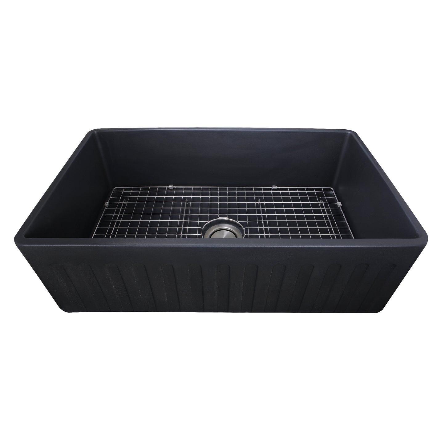 Nantucket FCFS3320S-MatteBlack matte black fireclay farmhouse sink