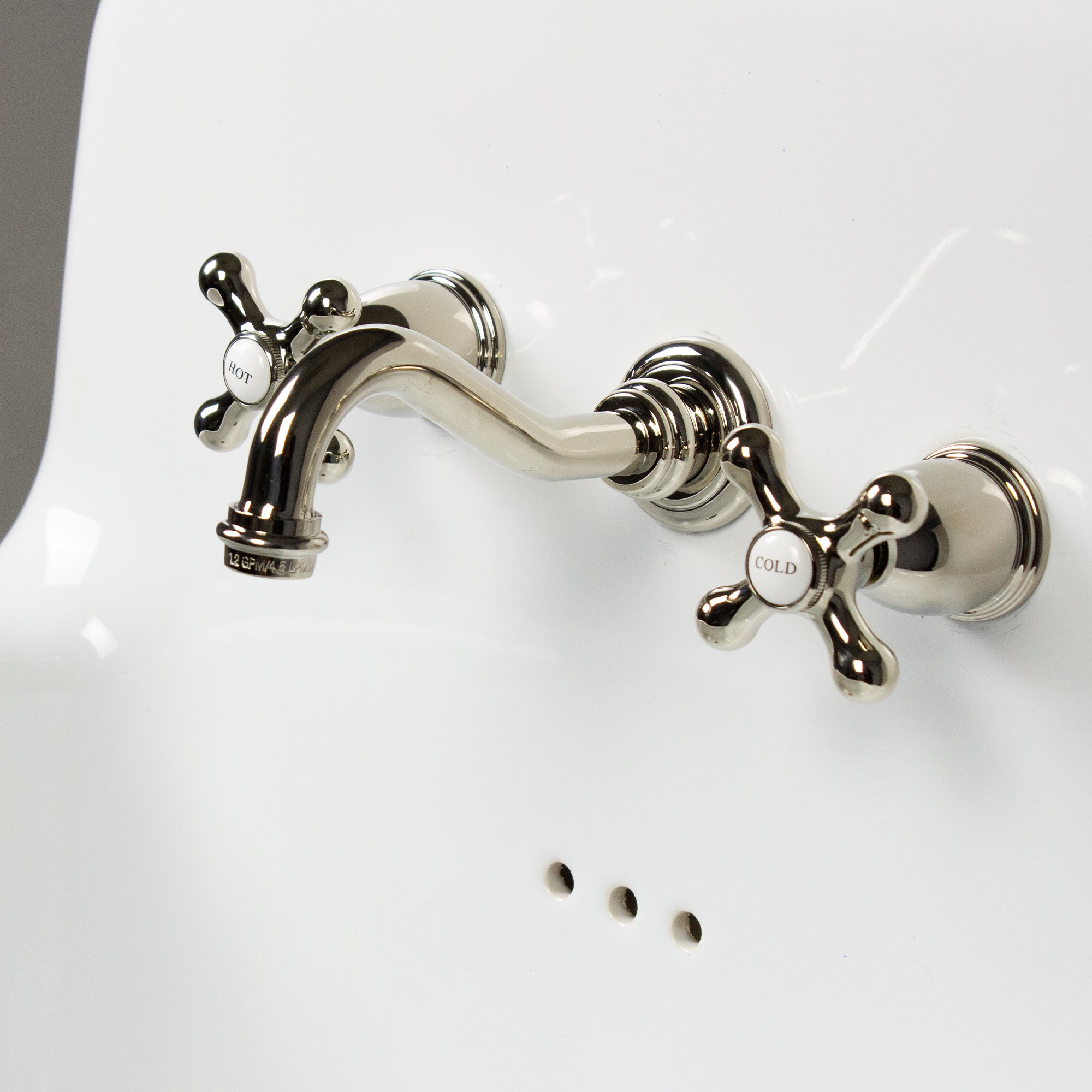 Nantucket Victorian bathroom faucet, polished nickel, view 4