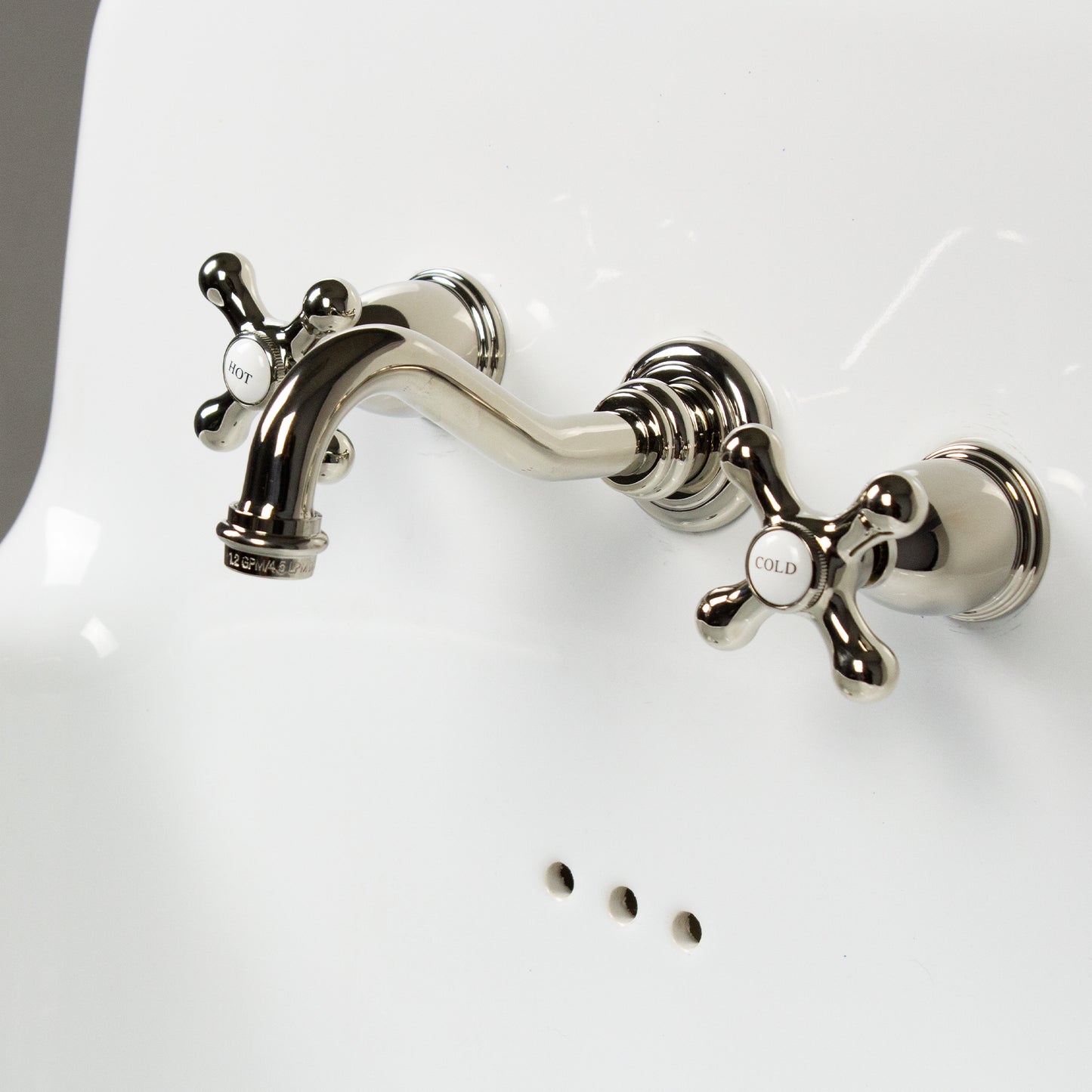 Nantucket Victorian bathroom faucet, polished nickel, view 4