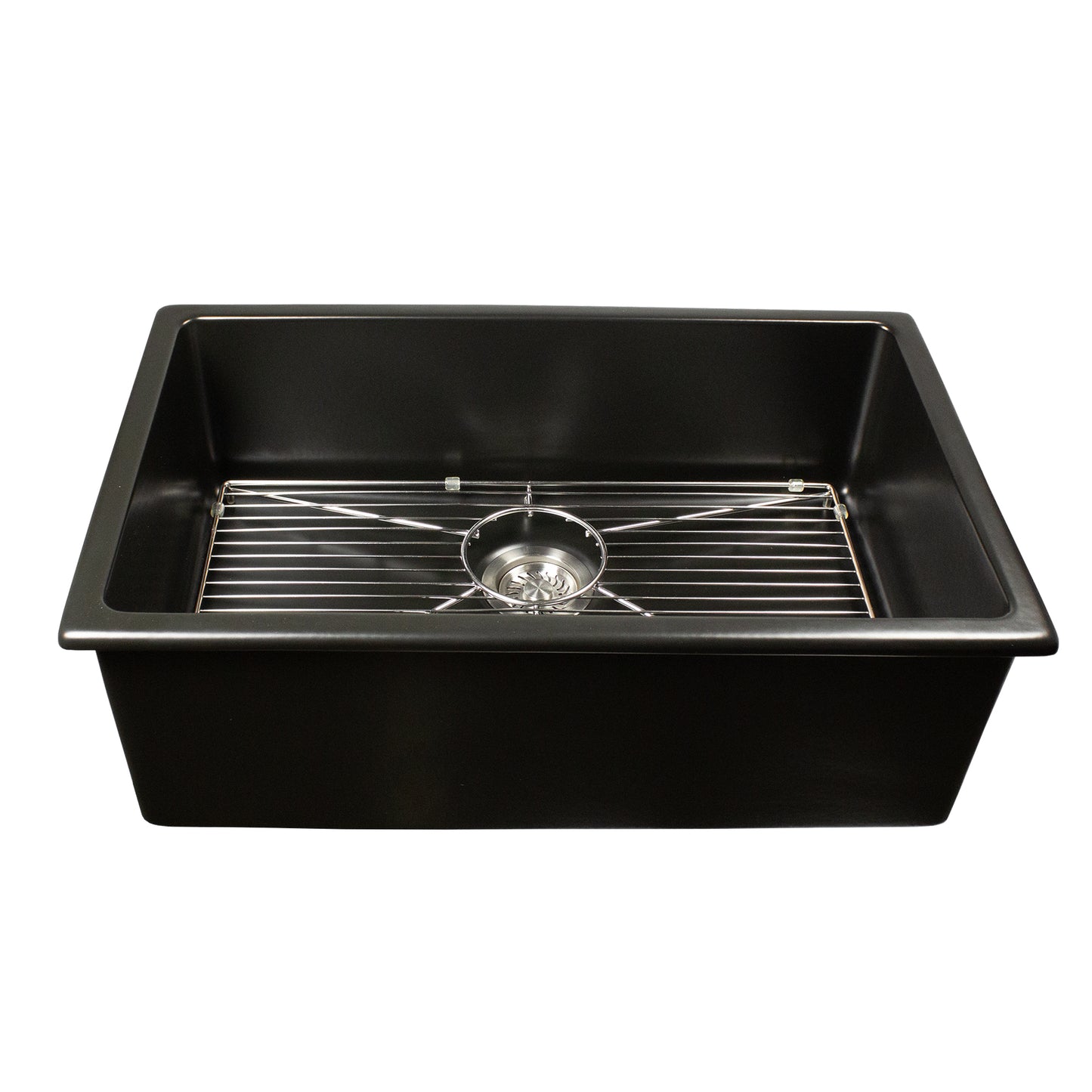 Nantucket Orleans3018-MB matte black fireclay sink, view 4