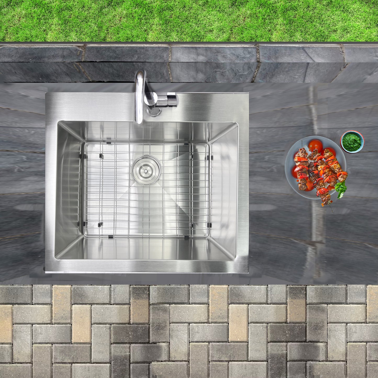 Nantucket AW2522-16 316 stainless outdoor drop-in sink, view 7