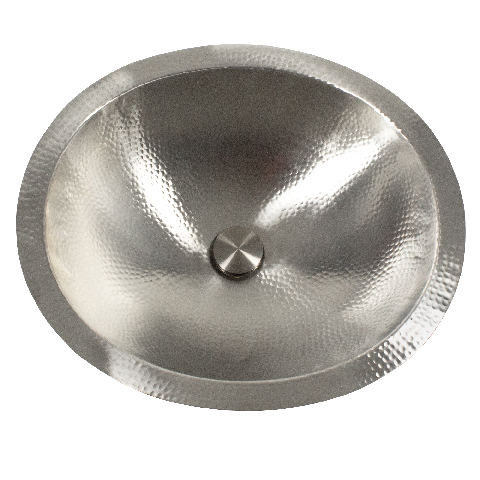 Nantucket OVS2017 hand hammered stainless steel oval bathroom sink, matte finish