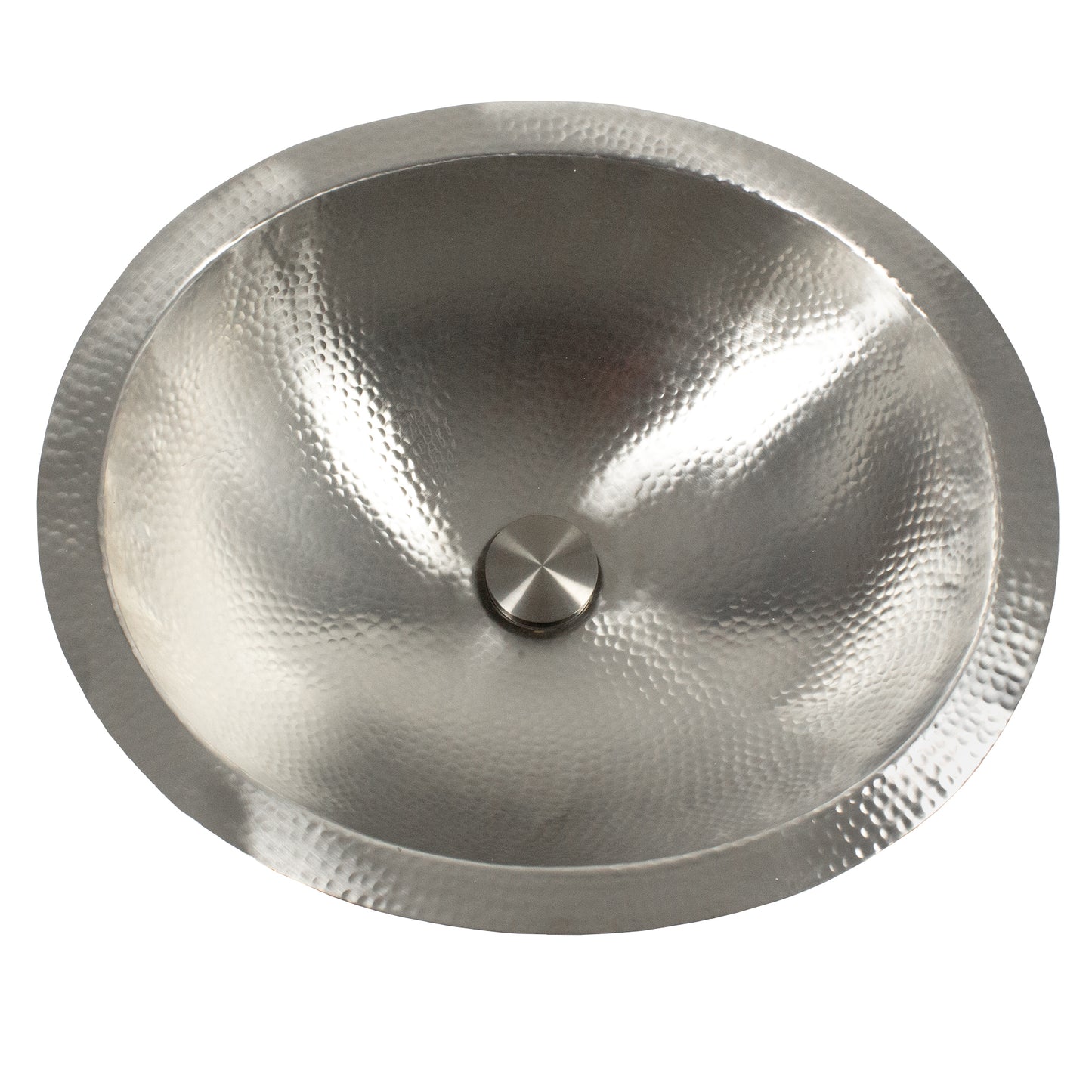 Nantucket OVS2017 hand hammered stainless steel oval bathroom sink, matte finish