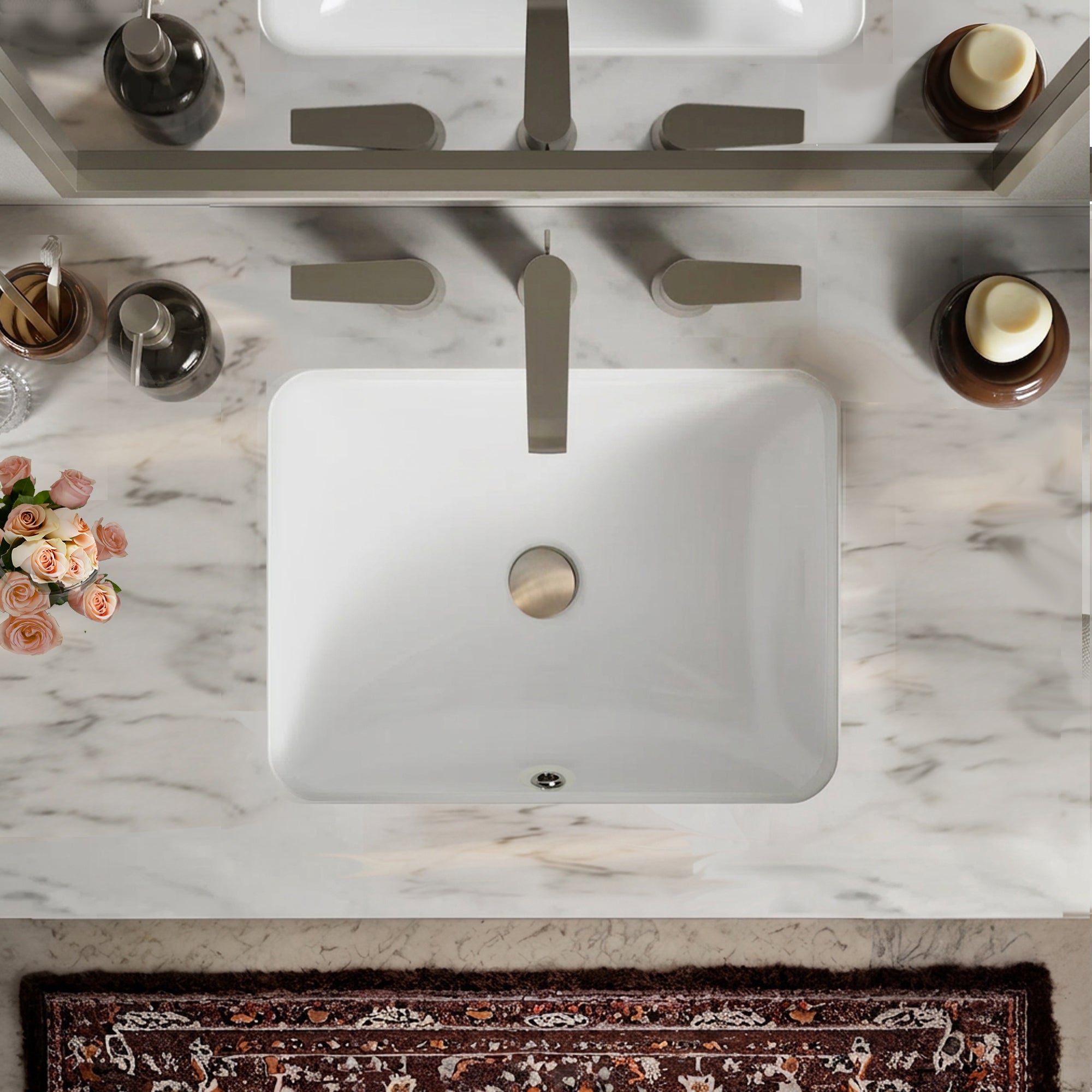 Nantucket UM-19X14-W undermount ceramic bathroom sink, view 2