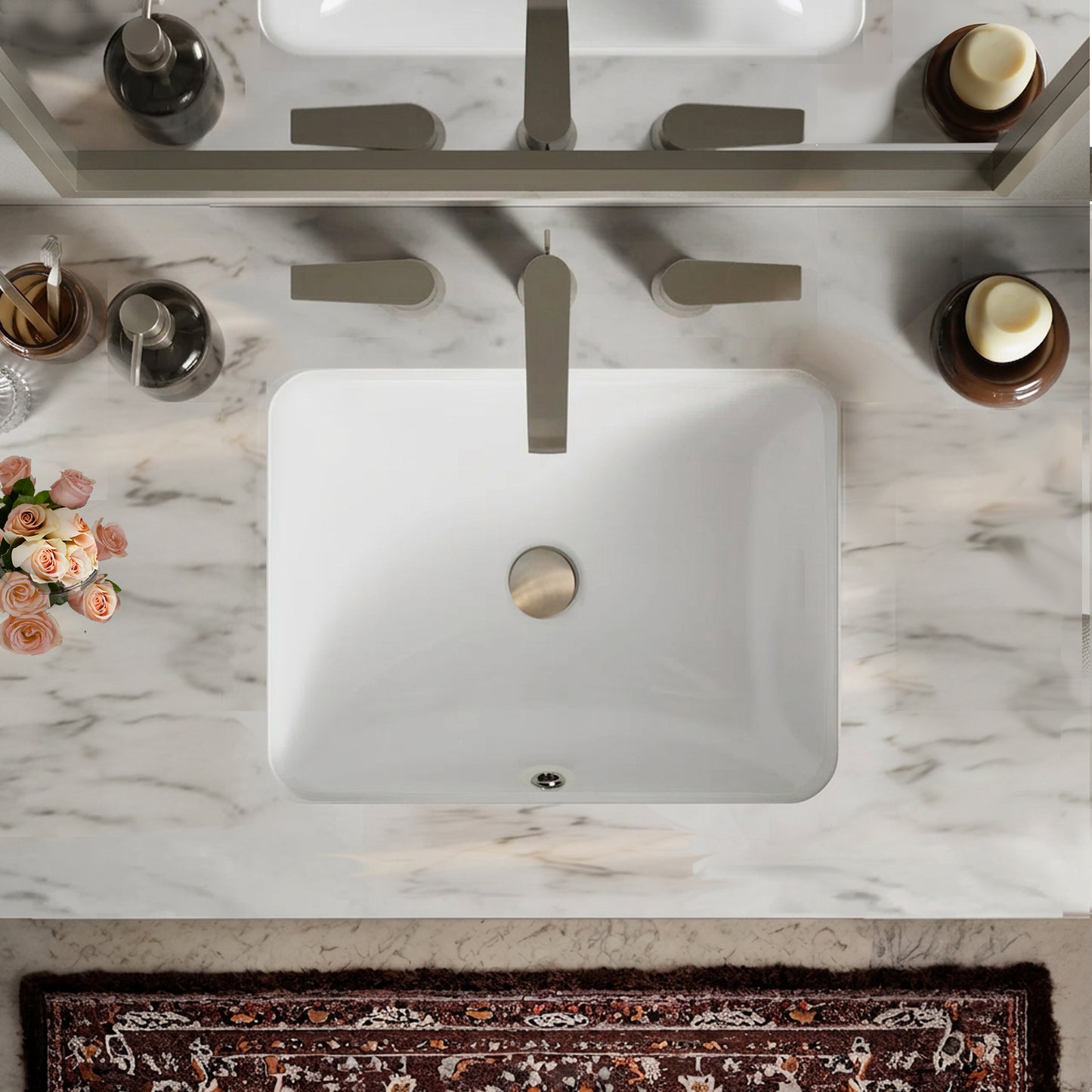 Nantucket UM-19X14-W undermount ceramic bathroom sink, view 2