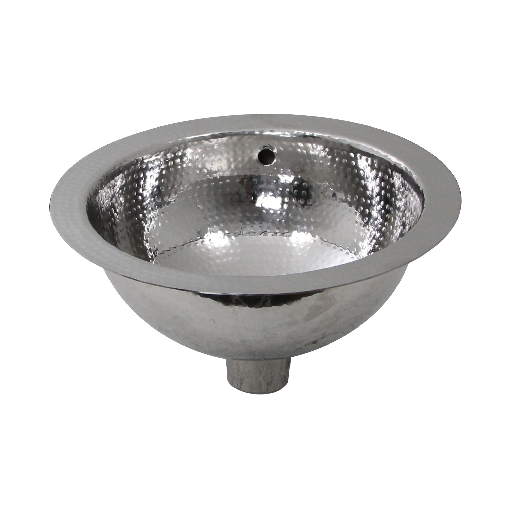 Nantucket 13-inch Hand Hammered Stainless Steel Round Undermount Bathroom Sink with Overflow ROS-OF, view 7