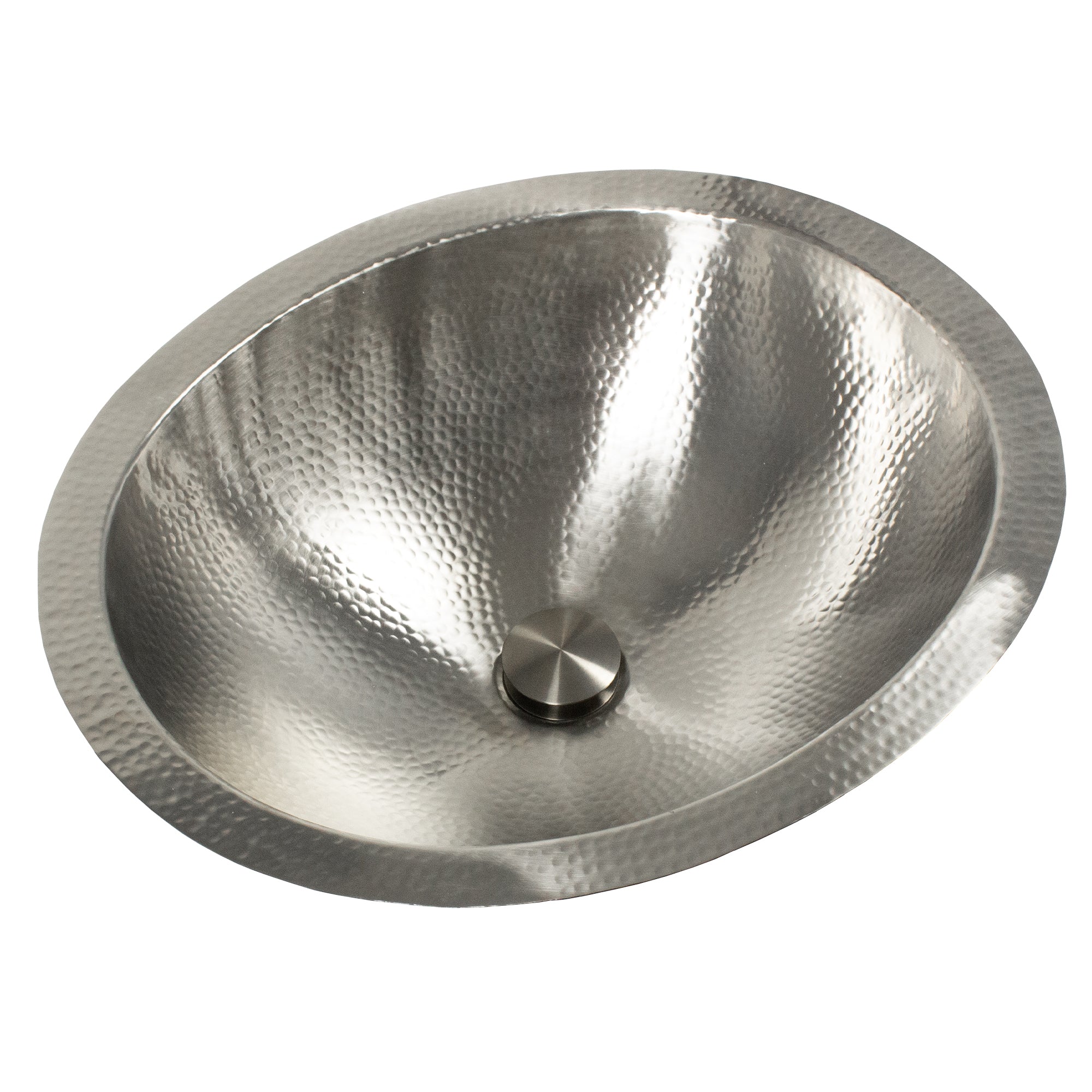 Nantucket OVS2017 hammered stainless oval bathroom sink, view 3