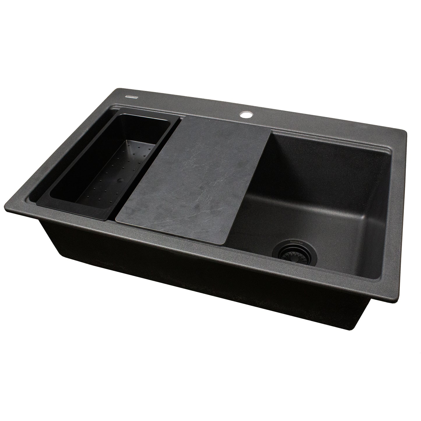 Nantucket PR3322PS-BL black granite workstation sink