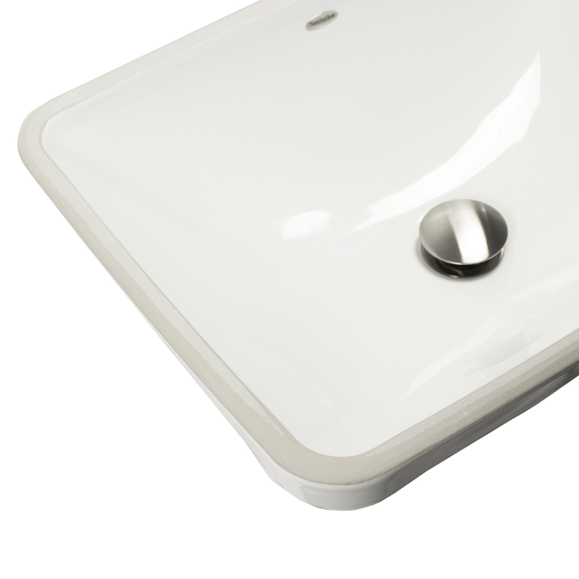 Nantucket UM-19X14-W undermount ceramic bathroom sink, view 6