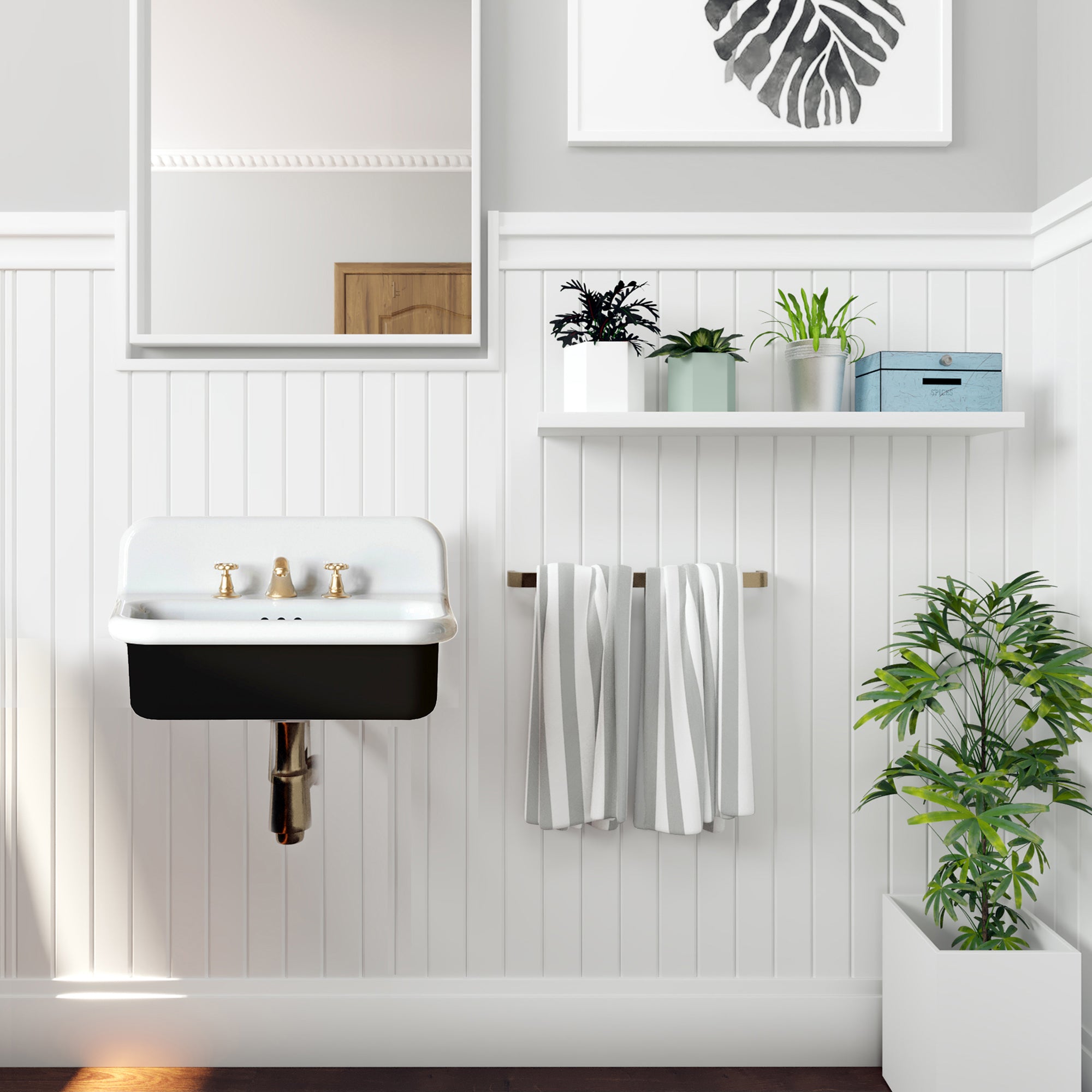 Nantucket NS-VCDM20-BLKW 20-inch Victorian fireclay wall mount sink, view 3