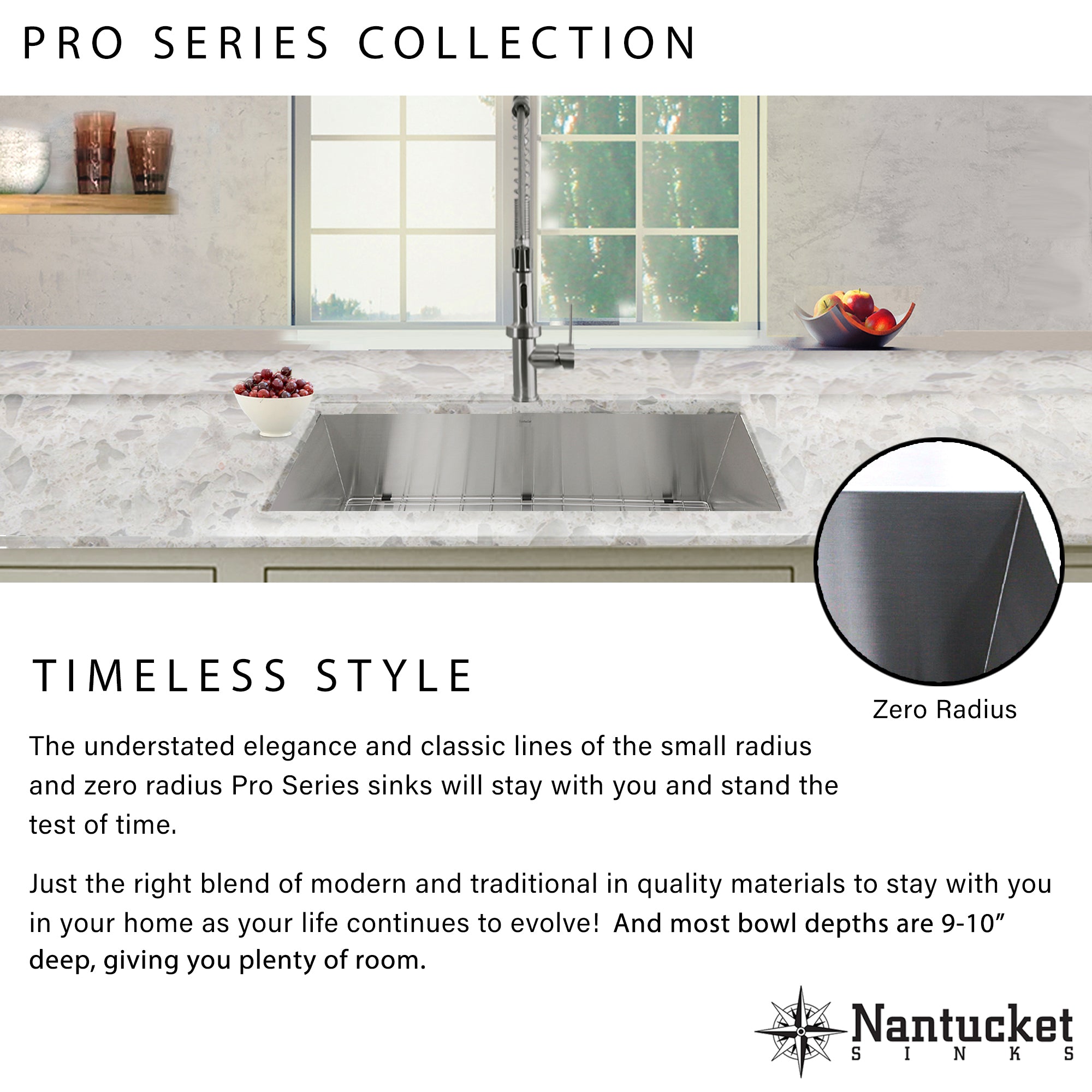 Nantucket ZR3322-S-16 drop-in stainless steel kitchen sink, view 9