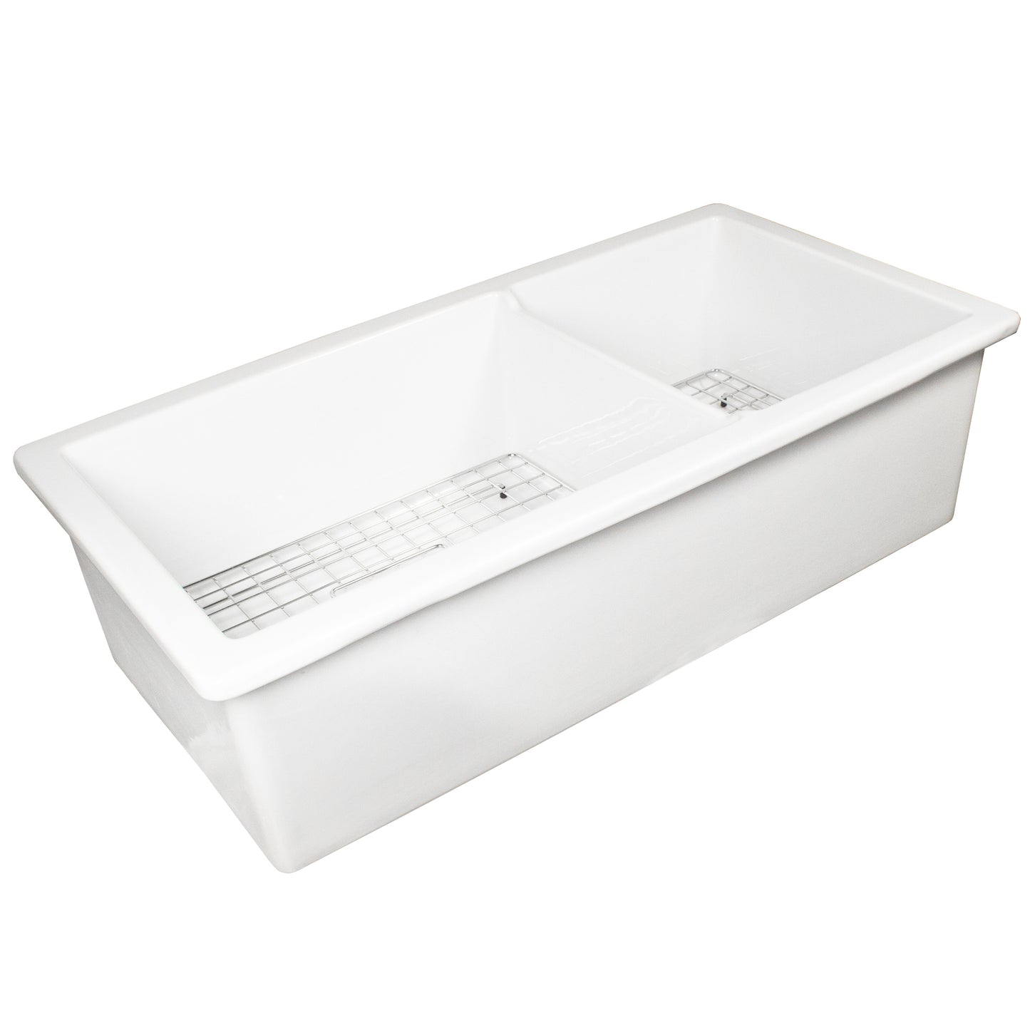 Nantucket Wellfleet-36OSW-DBL fireclay double bowl sink, view 10