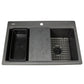 Nantucket PR3322PS-BL black granite workstation sink, view 4
