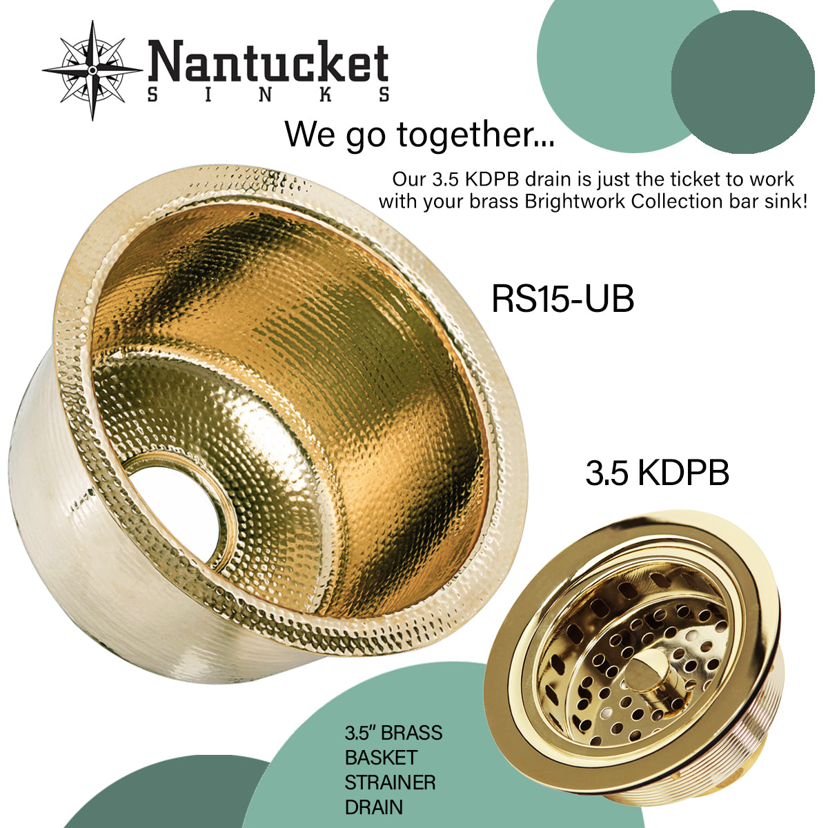 Nantucket RS15-UB round hammered brass bar sink, view 10