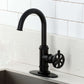 Kingston Brass KSD8503RX Belknap Single-Handle Bar Faucet in matte black finish against a sleek countertop.