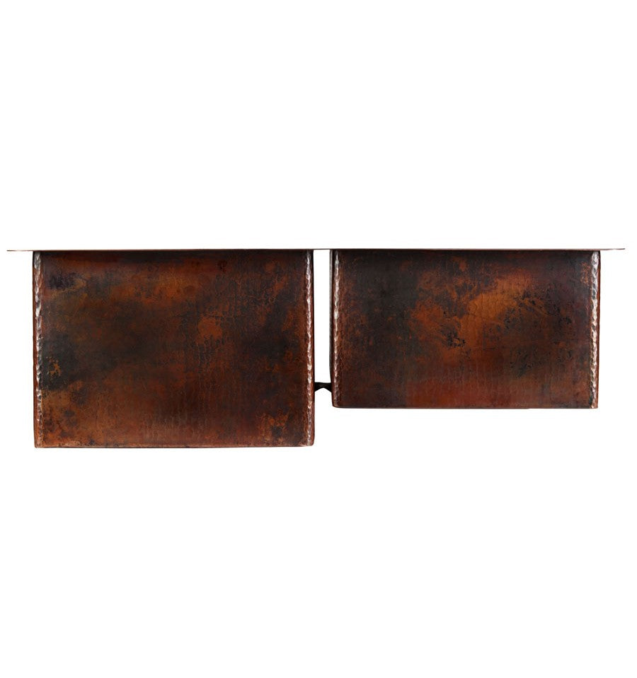 Thompson Hidalgo 31" Hammered Aged Copper 60/40 Double Bowl Kitchen Sink - KDU-6040BC - view 2