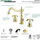 KINGSTON Brass French Country Widespread Bathroom Faucet with Brass Pop-Up - Polished Brass