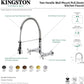 KINGSTON Brass Gourmetier Heritage Two-Handle Wall-Mount Pull-Down Sprayer Kitchen Faucet - Matte Black
