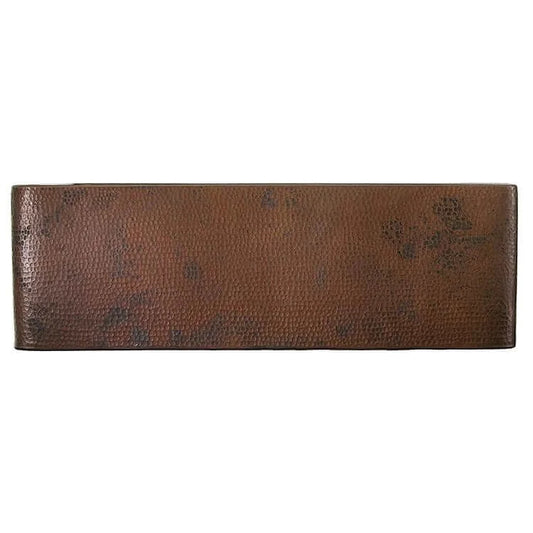 Thompson Cardenas 33" Aged Copper Farmhouse Kitchen Sink - 2KS top view showcasing the textured aged copper finish.