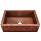 Thompson Kahlo 2KS-AD-5 aged copper farmhouse sink with hand-hammered scrollwork apron