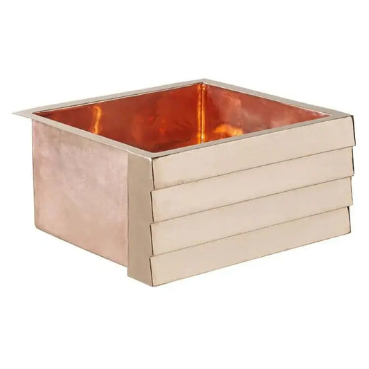 Thompson Kahlo 17" Handcrafted Polished Rose Gold Tiered Kitchen Sink - KPA-1715T showcasing modern tiered design.