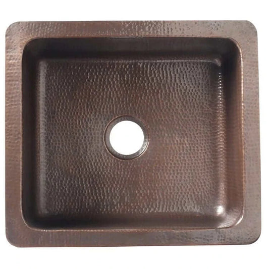 Thompson Quiroga 25" Antique Copper Undermount Sink - KSA-2522AH showcasing a hand-hammered design and seamless construction.
