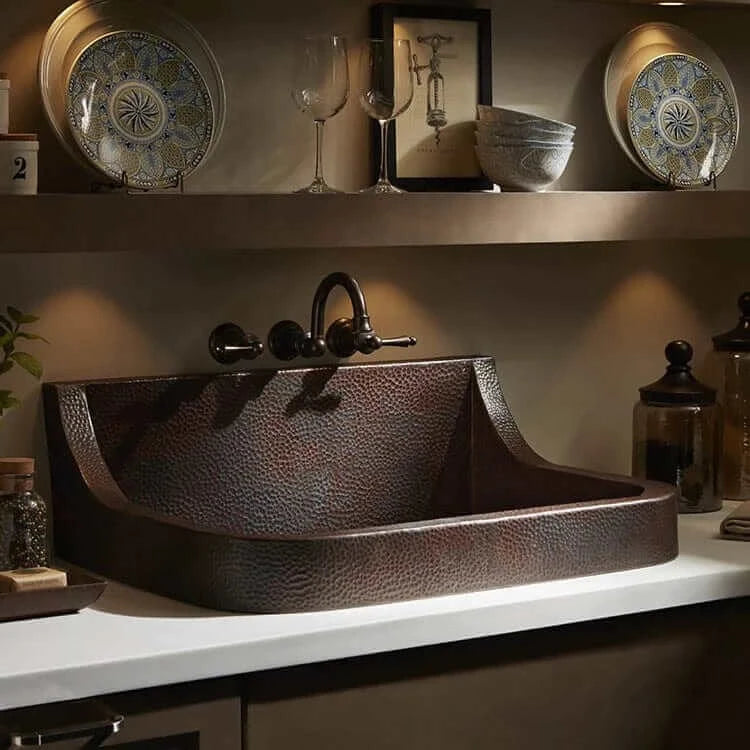 Thompson Diaz 30" Hammered Aged Copper Single Bowl Kitchen Sink - KSD-3022BC with luxurious hand-hammered finish.