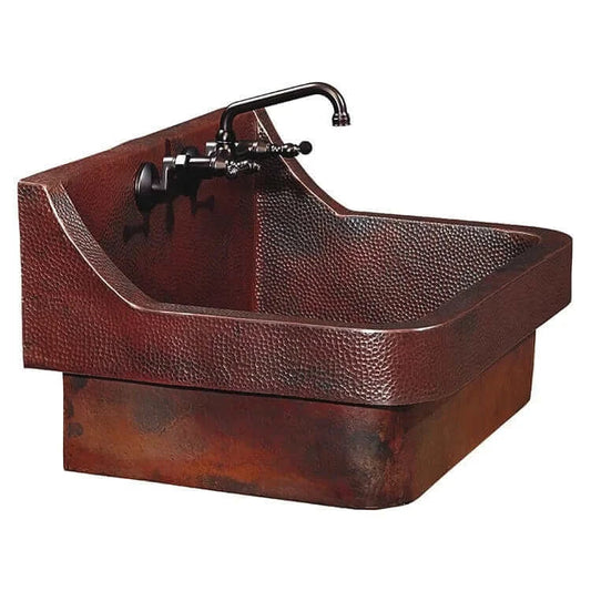 Thompson Diaz 30" Hammered Aged Copper Single Bowl Kitchen Sink - KSD-3022BC with artistic design and fixtures.