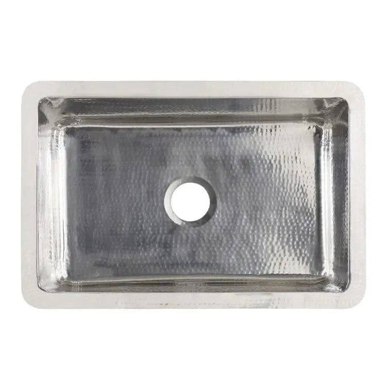 Thompson Villa 30" Hammered Stainless Steel Single Bowl Kitchen Sink - KSU-3020HSS overhead view of hammered sink